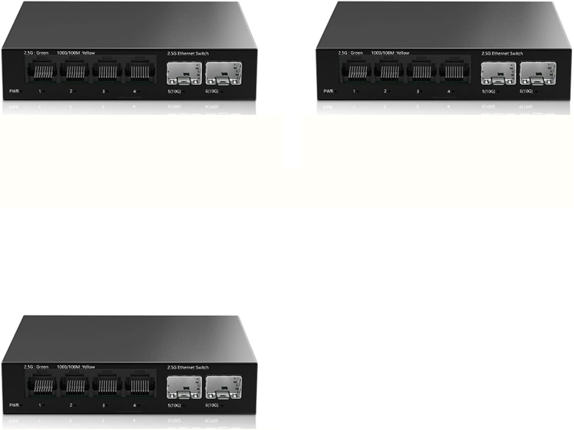 3x Switch 2, Switch De Red No Gestionado De 4 Puertos 5g, 5g Con Configuración De Ranura Sfp De 10 Gbe