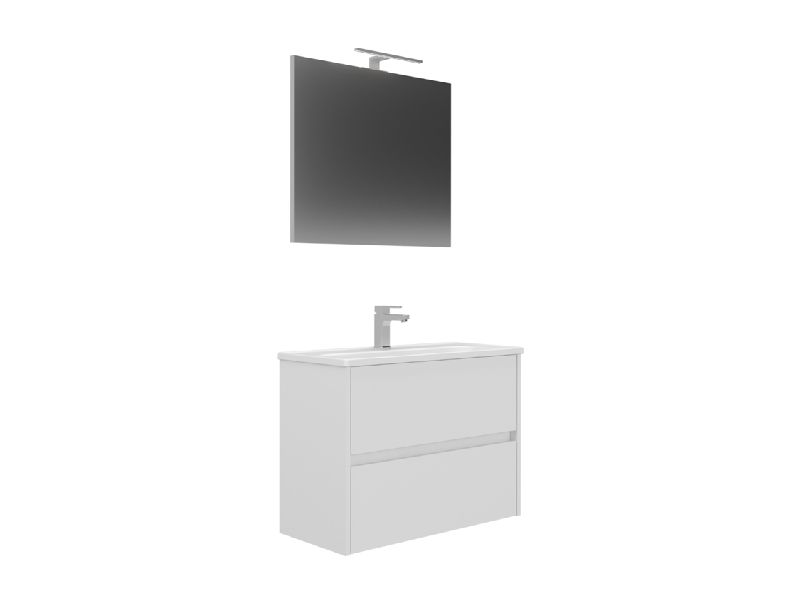 Conjunto de muebles de baño Lova con lavabo y espejo blanco Venprodin