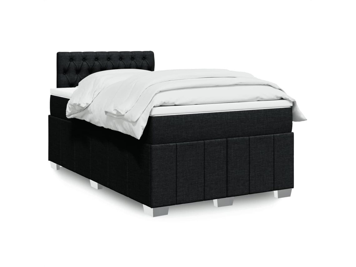 Cama Box Spring Con Colchón Tela Negro 120x200 Cm