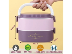Bandeja para el almuerzo Rebe para adultos y niños, recipiente apilable, hermético, apto para microondas, libre de BPA, doble capa, morado.