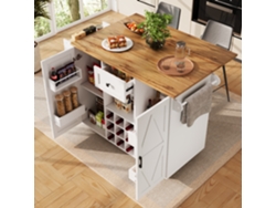 Isla de cocina, electrodomésticos con espacio de comedor, carrito de comida con compartimentos para refrigeradores y gabinetes Zkaka