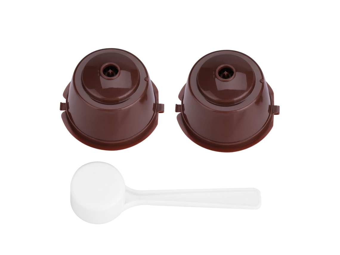 2 filtros reutilizables para cápsulas de café en PP y acero inoxidable 304 color marrón