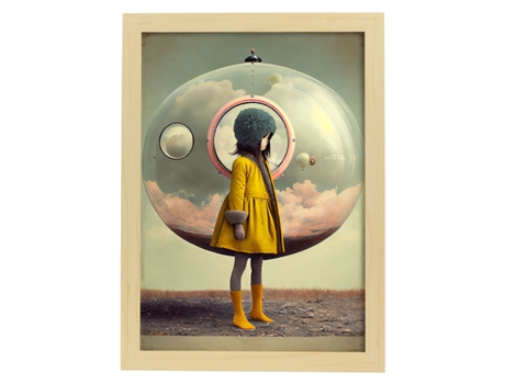 NACNIC Poster Abrigo Amarillo En Estilo Surrealismo Cinematográfico Ilustraciones Y Grabados De Historieta Abstracta Y Artística A4 Marcos Madera