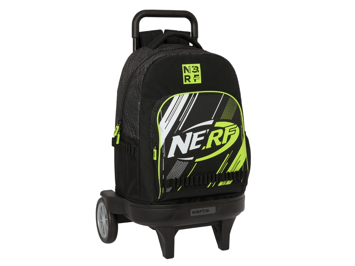 Mochila Escolar con Ruedas NERF Get ready (Negro - Poliéster 300D)