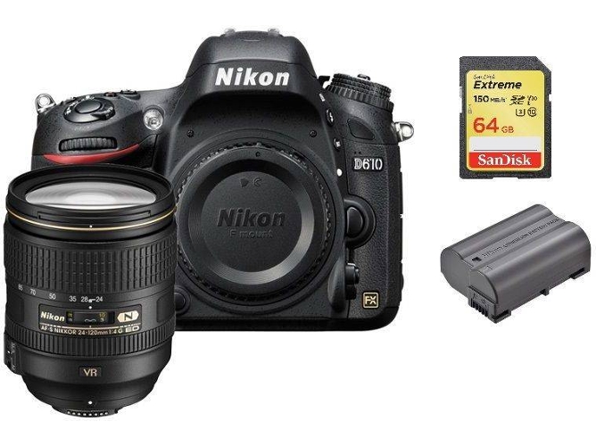 Kit Cámara Réflex NIKON D610 + AF-S 24-120MM F4G ED VR + 64GB SD + EN-EL15B