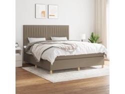 Cama Box Spring Con Colchón Tela Gris Taupe 180x200 Cm