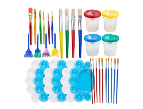 25 pinceles para niños, pinceles de pintura lavables, juego de pinceles de pintura con esponja para niños pequeños, juguetes de aprendizaje tempran...