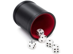 Juego De Cubiletes De Cuero Con Forro De Felpa Roja Silenciosa Kwt Con 5 Dados Punteados Para Juegos (negro)