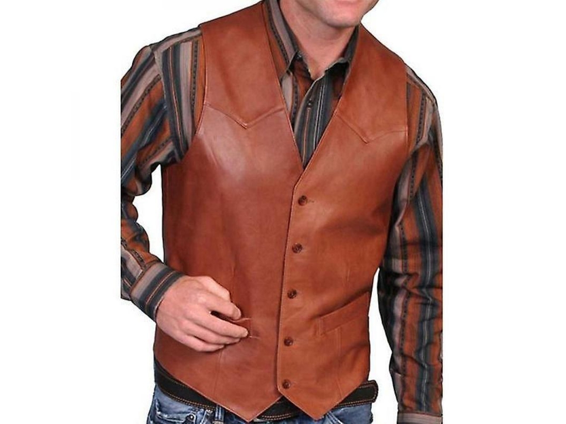 2026-chaleco Vaquero De Piel Falsa Para Hombre Talla Asiática Otoño Moda S-xl 5xl S Marrón