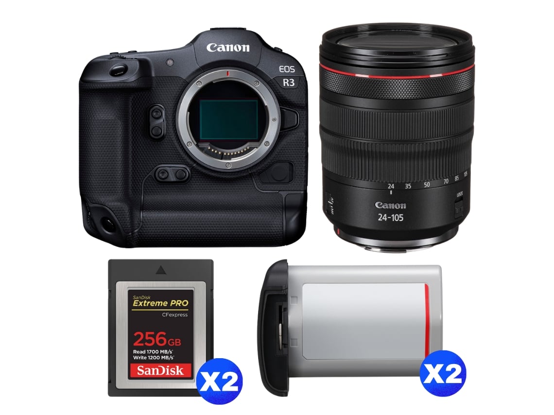 Canon Eos R3 + Rf 24-105mm F/4 L Is Usm + 2 Sandisk 256gb Extreme Pro Cfexpress Type B + 2 Canon Lp-e19 + Ebook “20 Consejos Para Fotos Que Impactan”