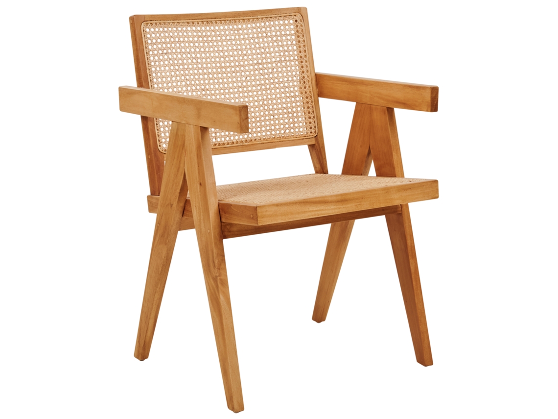 Cadeira De Madeira Com Trança Vienense Beliani Westbrook Ii De Mogno Natural 55x52x82