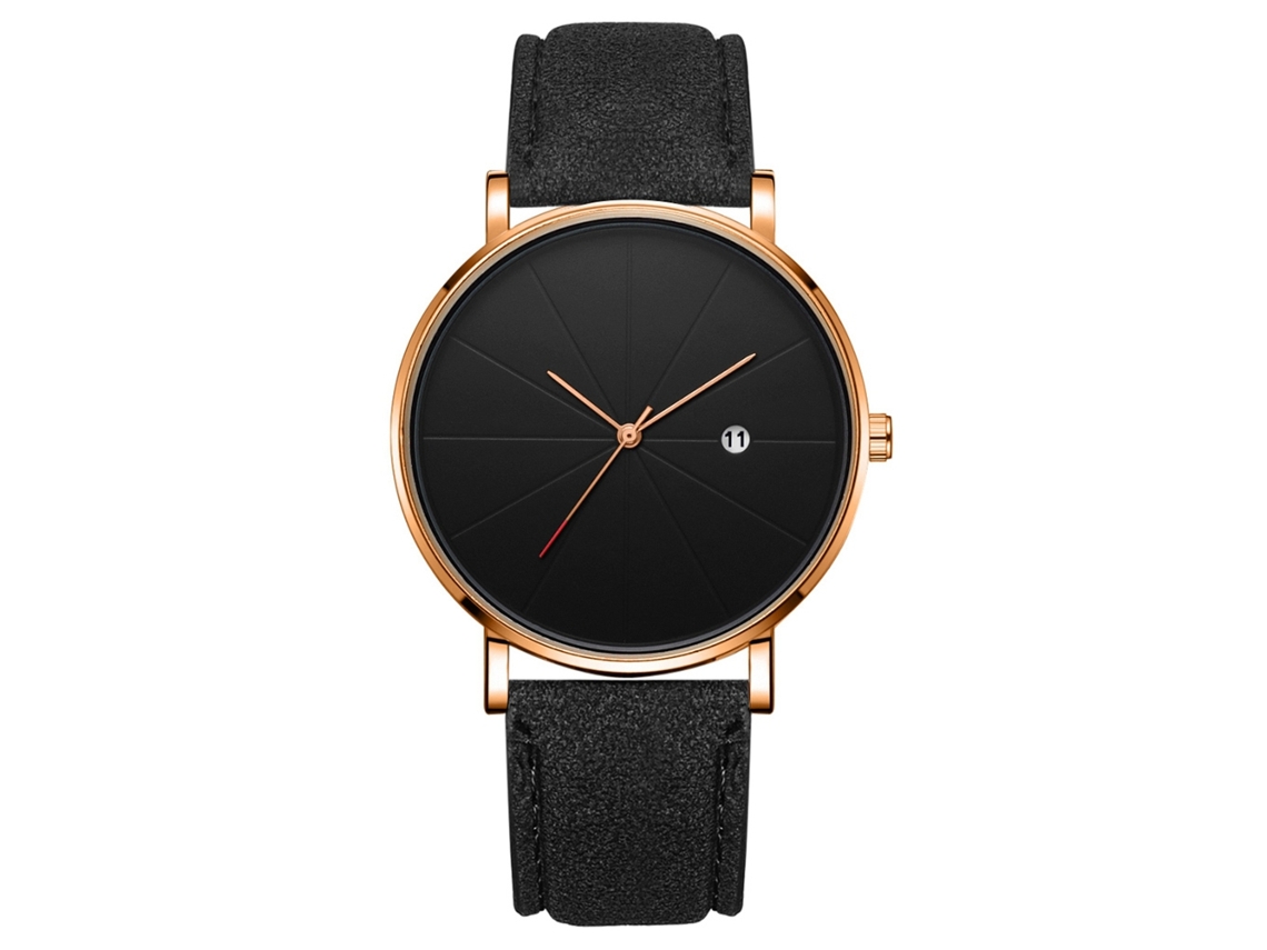 Reloj De Pulsera De Cuarzo Para Hombre/mujer Con Bisel Redondo Y Correa De Malla Informal (negro)