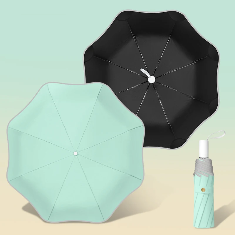 (verde) Paraguas Plegable De Alta Calidad Con Protección Uv, Resistente Y Grueso Para La Lluvia.