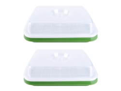 Bandeja de germinación con tapa transparente, agujeros pequeños, material plástico