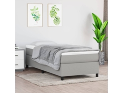 Cama box spring con colchón tela gris claro 90x200 cm