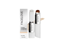 Brocha para base de maquillaje termosensible 2 en 1, color blanco marfil.