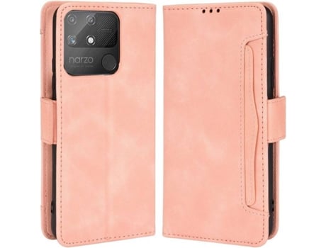 Funda y Protector de Pantalla Realme Narzo 50A HFS-HOUSE Cartera Rosa