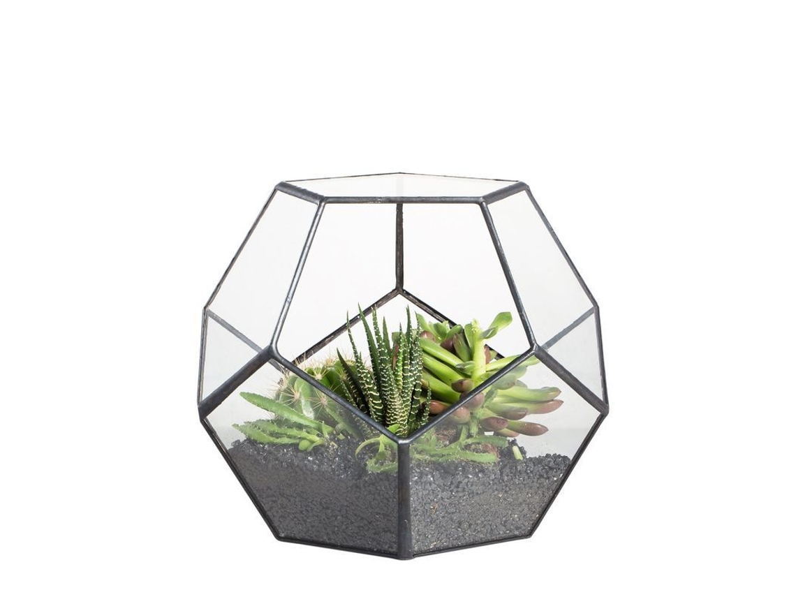 2026-terrario Geometrico De Vidrio Pequeño 17.5x17.5x15cm Para Plantas Y Velas Sin Plantas Incluidas