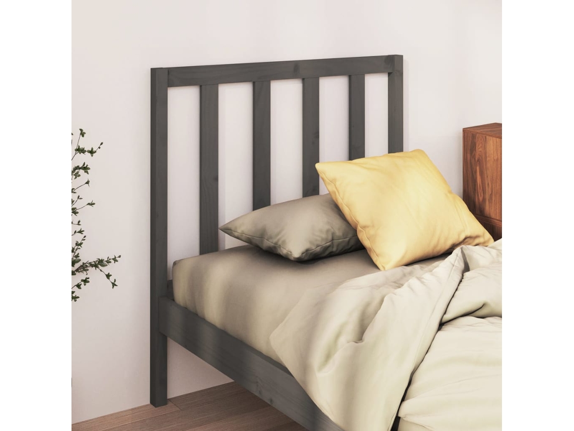Cabecero De Cama Madera Maciza De Pino Gris 96x4x100 Cm