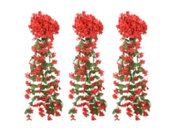 Conjunto 3 Guirnaldas de flores de Navidad VIDAXL rojo (85 cm)