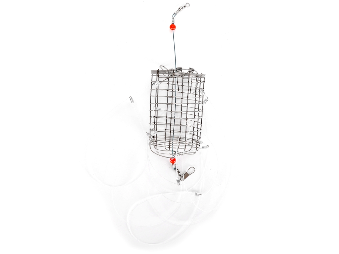 Mali armadilha para Caranguejos com 8 Loop, Malha de Aço Inoxidável Cilíndrica Reutilizável com Corda de Nylon 1pc