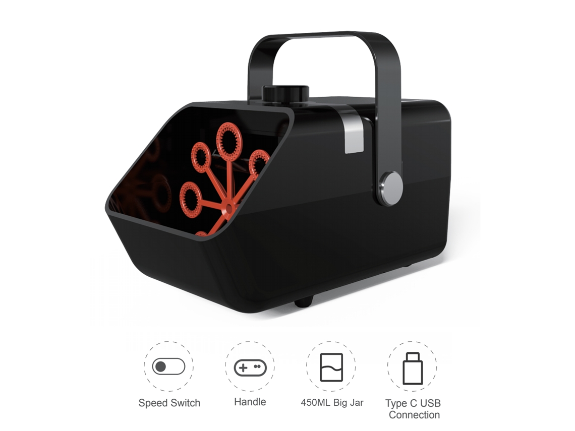 Rebe-máquina De Burbujas Dc5v Automática 8 Orificios 2 Velocidades Puerto Usb-c 450ml Para Fiestas Bodas Cumpleaños Interior Exterior