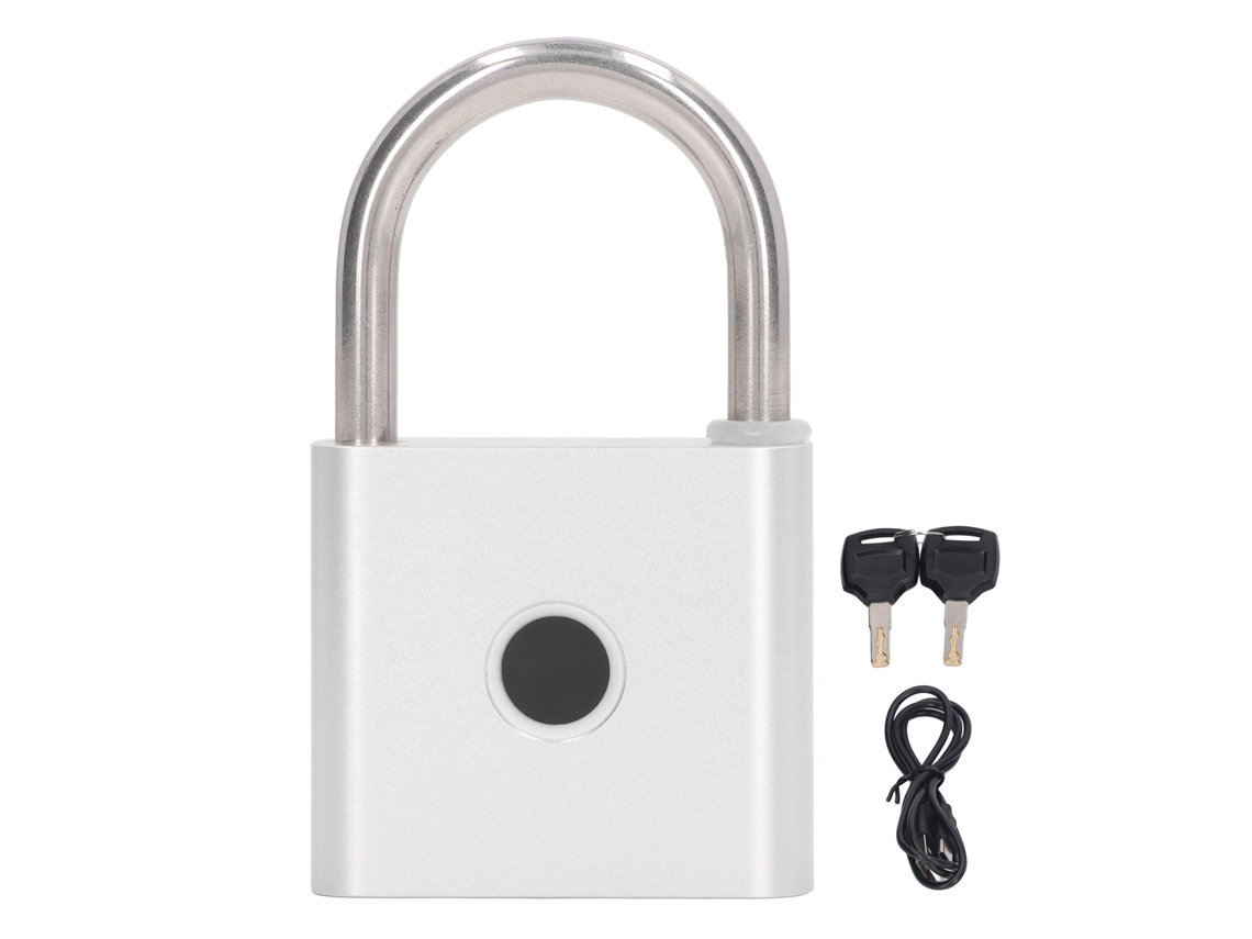 Cerradura inteligente Tuya P55 plateada con huella dactilar, resistente al agua y Bluetooth