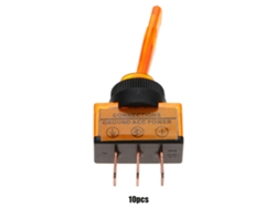 2026velora-10 Piezas Interruptor De Palanca Led 12v 20a 3 Pines 12mm Asw-13d Largo Mango Amarillo