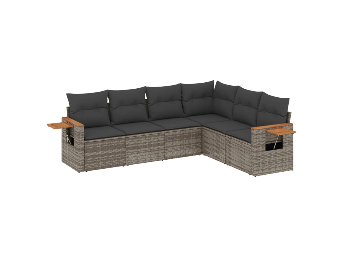 Conjunto 6 de muebles de jardín VIDAXL y cojines ratán sintético gris