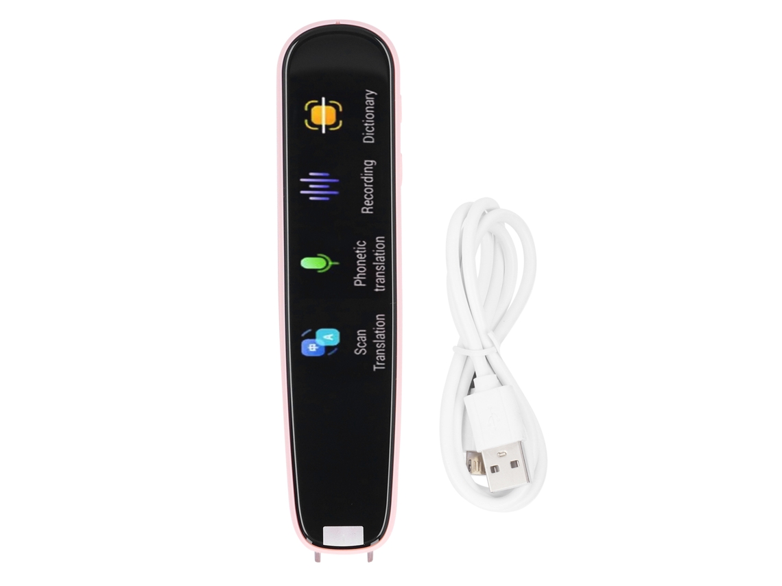Caneta Tradutora Portátil Multilíngue com Scanner e Dicionário Digital Rosa