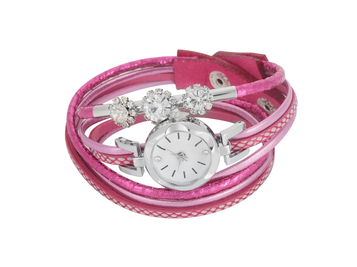 Reloj De Pulsera Para Mujer Con Diamantes De Imitación Y Perlas, Esfera Redonda Y Elegante, De Piel Sintética Blanca.