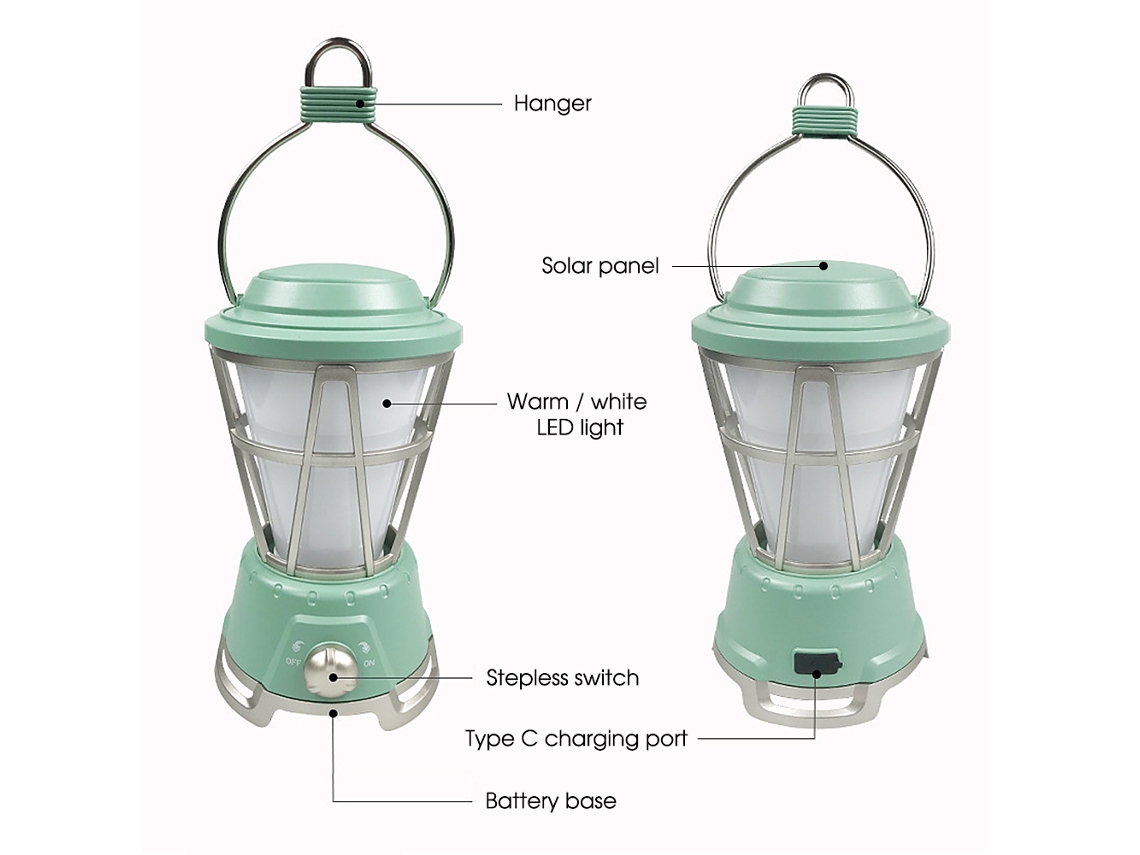 Lámpara Colgante Led Solar Vintage Para Camping, Ideal Para Jardín, Patio, Terraza O Camino. Luz Nocturna.