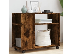 Mesa auxiliar | Mesa de comedor con ruedas fabricada en madera de roble ahumado