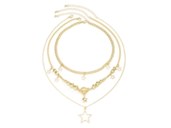 Conjunto De Collar De Capas Con Colgante De Estrella, Aleación, Moda, Mujer, Talla Única