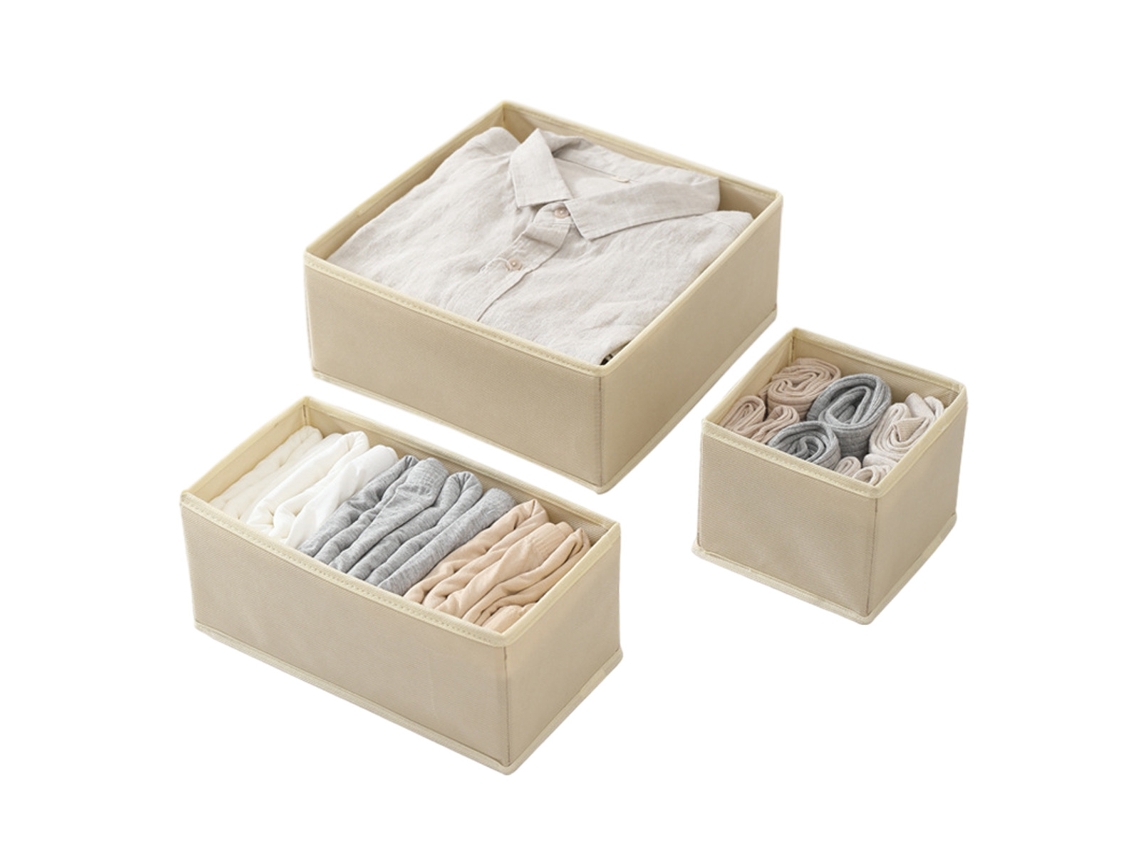 Caja de Almacenaje Cajas Plegables Ropa NEVEANCE Beige (43x14x4cm)