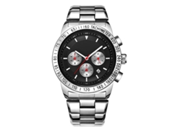 Reloj De Pulsera Ochstin De Acero Con Cuerda De Acero Dial Redondo Cuarzo Para Hombres Negro Plata
