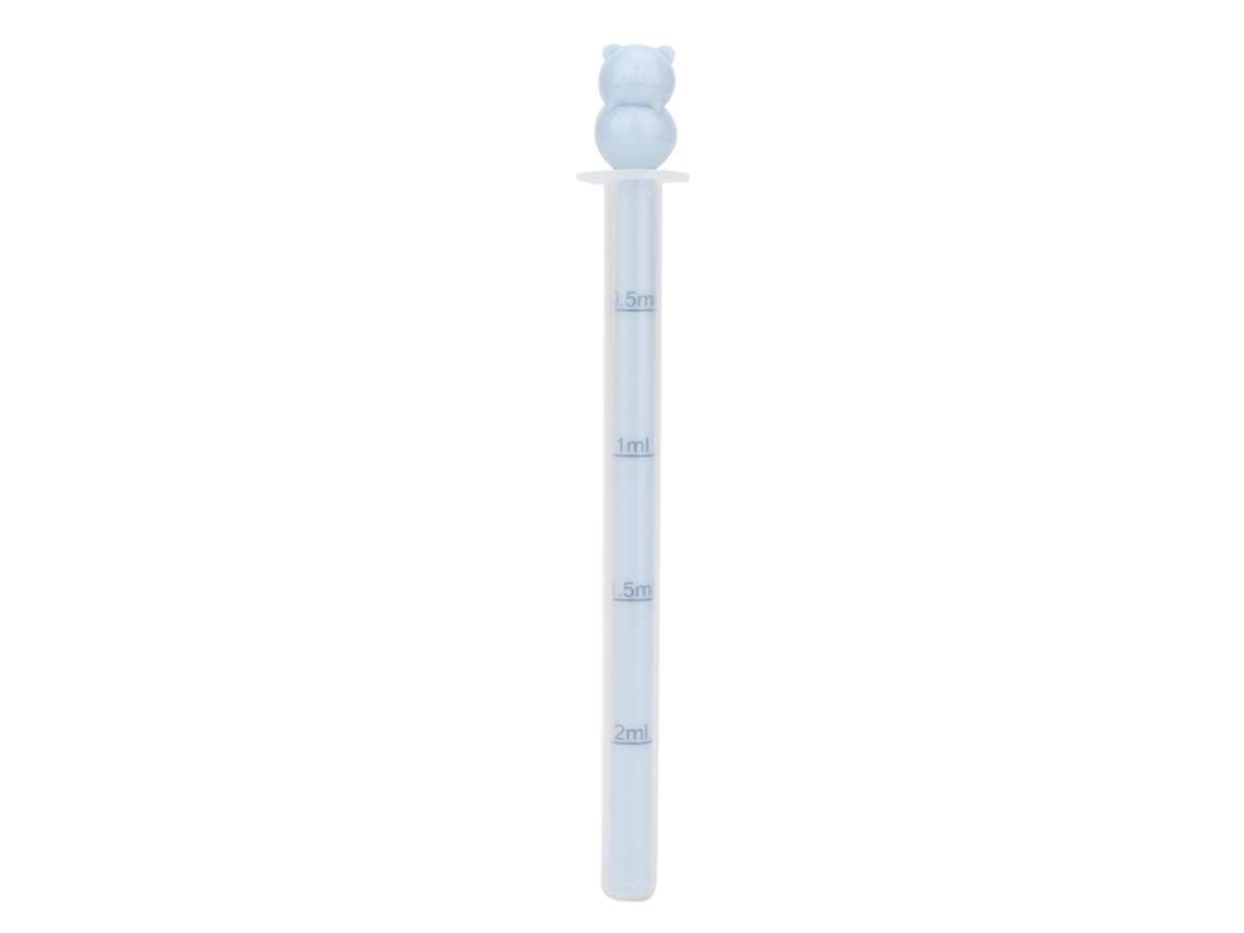 Dispensador De Medicamentos Para Bebés Con Jeringa Dosificadora Segura Y Diseño De Dibujos Animados Azules.