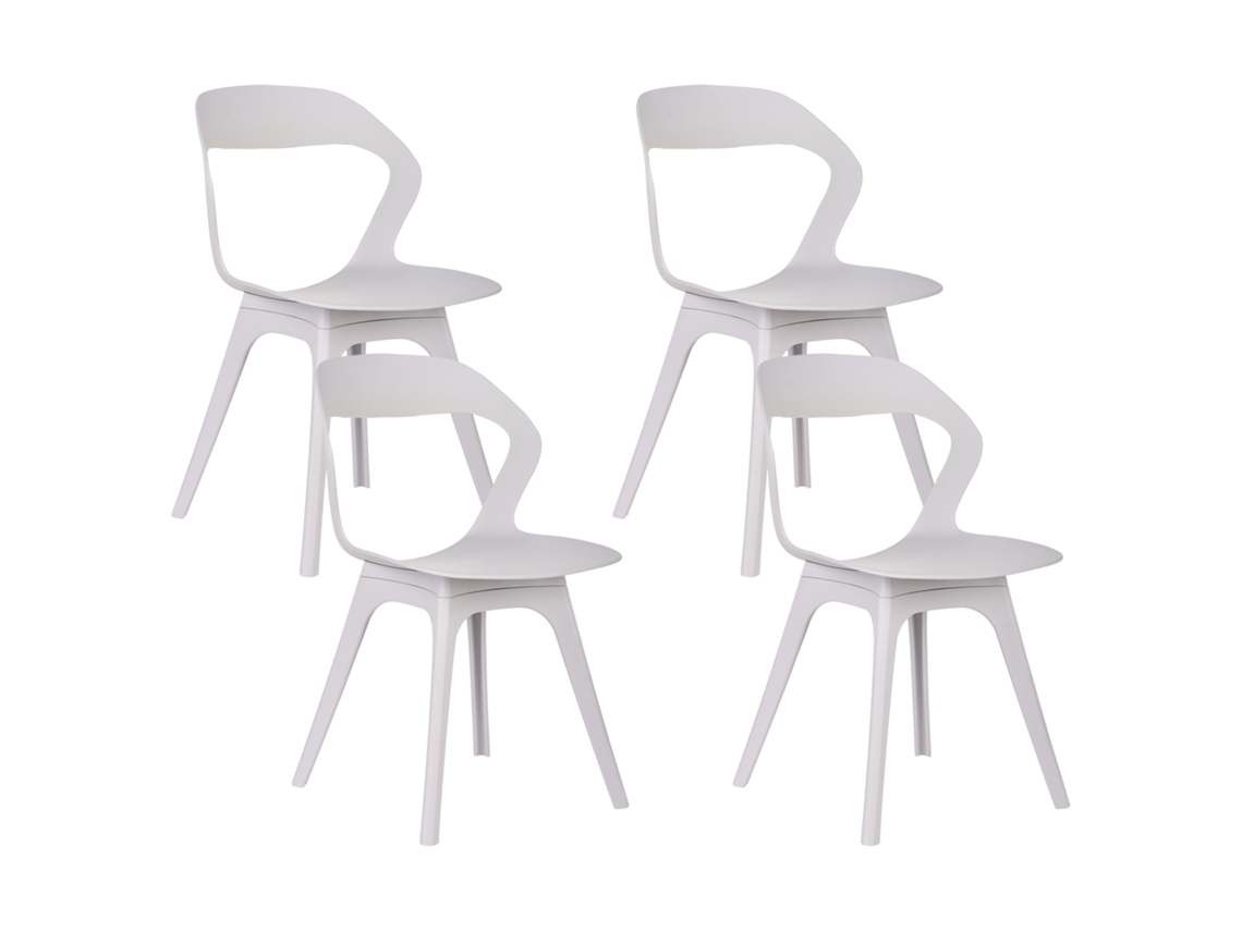 Sillas de exterior Beliani Lachania con respaldo abierto en polipropileno color crema, 47 x 45 x 80 cm