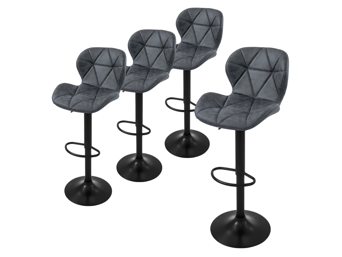Conjunto de 4X Bancos de Couro Falso Cadeiras Giratórias Antracite com Apoio para Os Pés ML-DESIGN