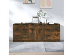 Aparador De 3 Piezas Madera Contrachapada Color Roble Ahumado