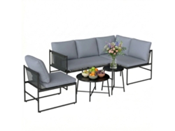 Conjunto De Muebles Jardín Tipo Salón Para 4-5 Personas, Que Incluye Sofá 2 Plazas, Mesa Centro, Sillacojines Gruesos Lavables.
