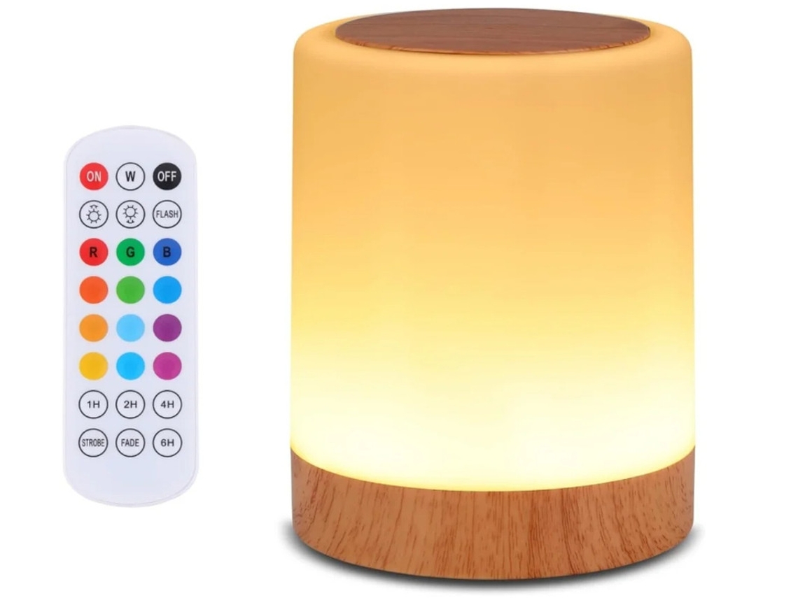 Lámpara de mesita de noche táctil con 13 colores RGB y 5 niveles de brillo, recargable por USB, luz nocturna regulable con Bestvite