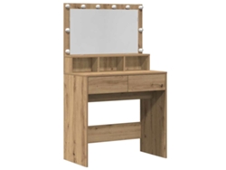 Mesa Tocador | Mesa De Vestidor Con Cajón Roble Artesanal 80 X 41 X 134,5 Cm