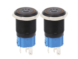2 Llaves Metálicas Autoblocantes Ip65 Con Led De 16 Mm, Color Amarillo, 3-6 V Cc.