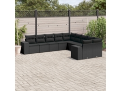 Conjunto de sofás de jardín de 10 piezas DKD Home Decor con cojines de mimbre negros