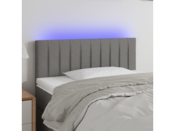 Cabecero con luces LED, tela, 80x5x78/88cm, gris oscuro