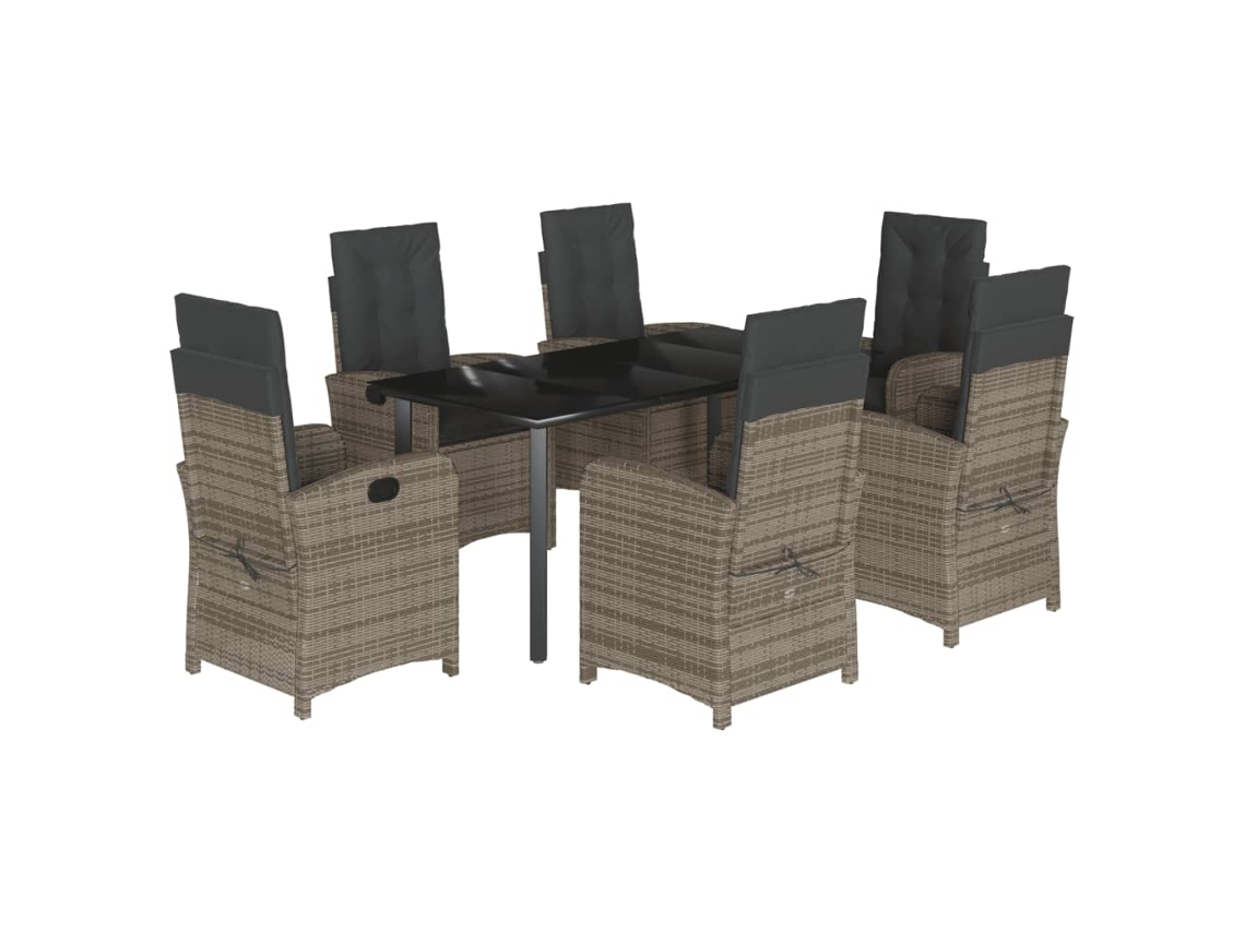 Maison Exclusive - Set Comedor Jardín 7 Pzas Y Cojines Ratán Sintético Gris