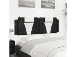 Cabecero De Cama Acolchado Cuero Sintético Negro Blanco 160 Cm