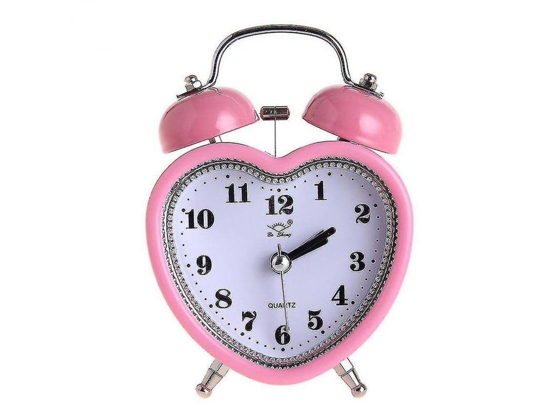 2026-reloj Despertador Corazón Silencioso Con Luz Nocturna Mesa Rosa 8x12x5cm Ueh