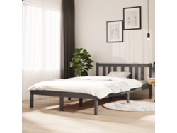 Estructura De Cama Sin Colchón Madera Maciza Gris 120x200 Cm